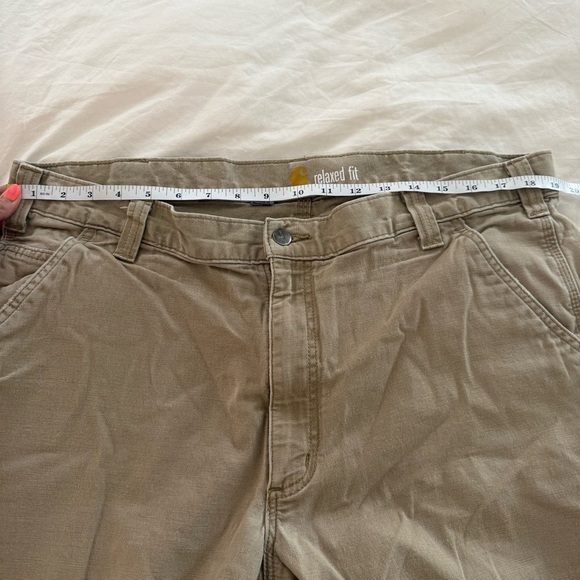 Carhartt Jeans Mens Brown Relaxed Fit Canvas Khaki Work Utility - Picture 11 of 11